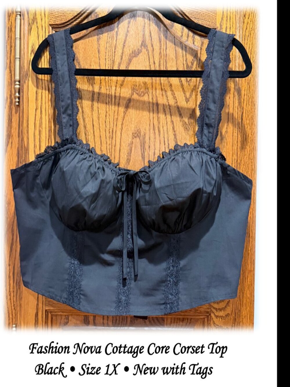 Fashion Nova Cottage Core Corset Top – Black | Size 1X | BellaRosaMariaBoutique™
